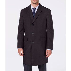 NWT Nautica Men's Classic-Fit Batten Overcoat Black Sz 38R $350 Charcoal Grey